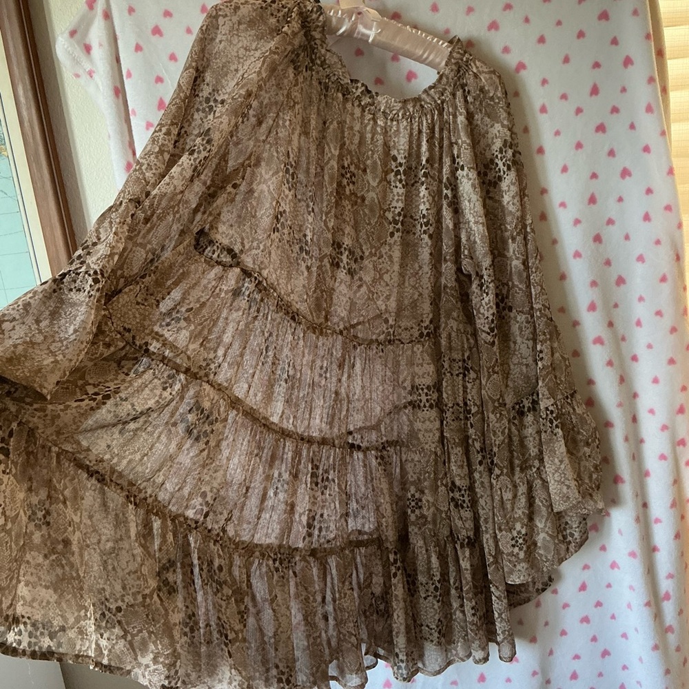 The Impeccable Pig Brown Patterened Flowy Dress